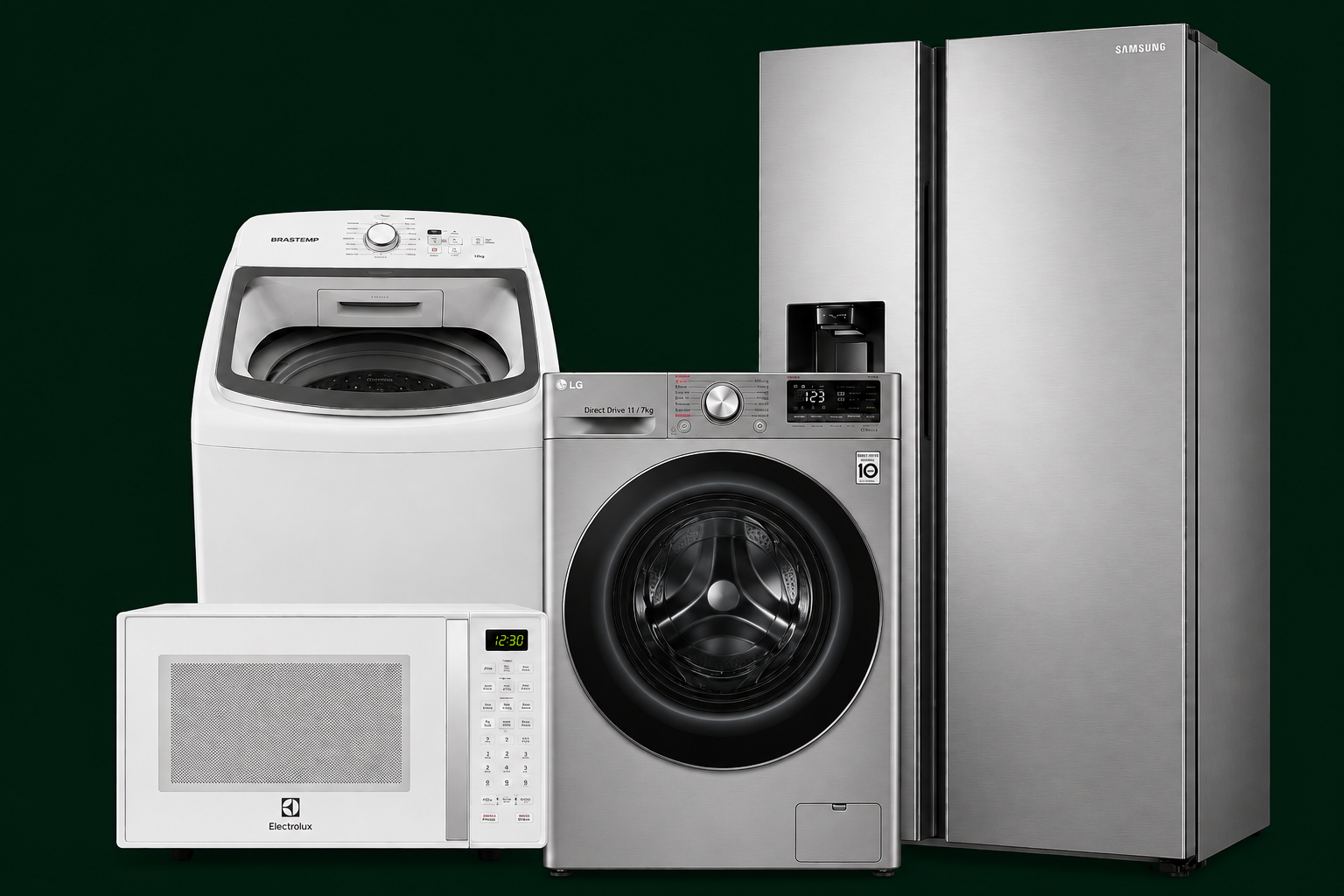 Máquina de lavar, lava e seca, geladeira e micro-ondas, os quatro tipos de equipamentos atendidos pela CY
